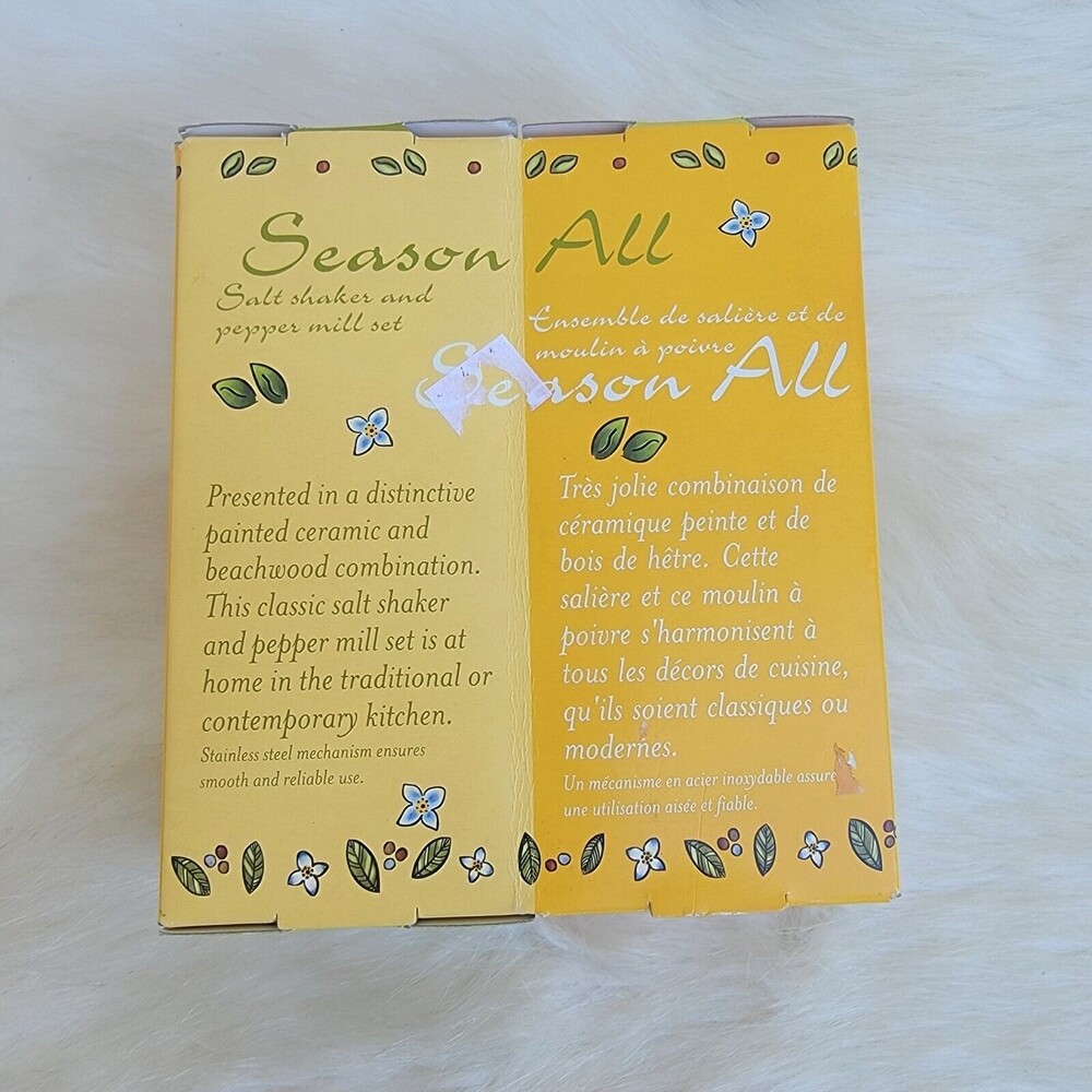 seasonall ceramic and wooden salt and pepper mill set new in box - Picture 3 of 4